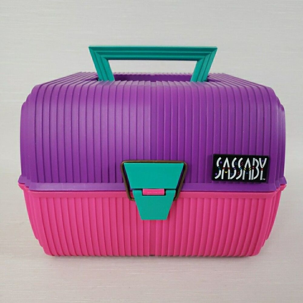 Sassaby Pink Purple Makeup Cosmetic Case Jewelry Organizer Box Mirror 102-17